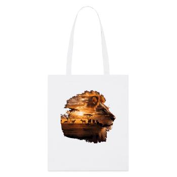 Lion Savannah Sunset Double Exposure Design - Stanley/Stella Organic Tote Bag - white - Front