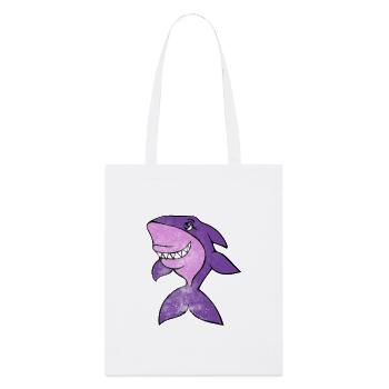 Vivid Purple Shark Smile - Stanley/Stella Organic Tote Bag - white - Front