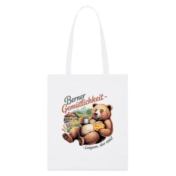 Bernese cosiness Slow but stable Funnier - Stanley/Stella Organic Tote Bag - white - Front