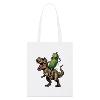 Saure Gurke reitet auf Dinosaurier - Stanley/Stella Bio-Stoffbeutel - Weiß - Vorne