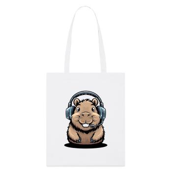 Capybara Gamer With Headset Cute Capybara Gaming - Stanley/Stella Organic Tote Bag - white - Front