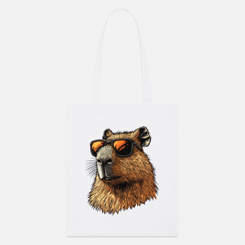 Capybara mit Sonnenbrille - Stanley/Stella Bio-Stoffbeutel - Weiß