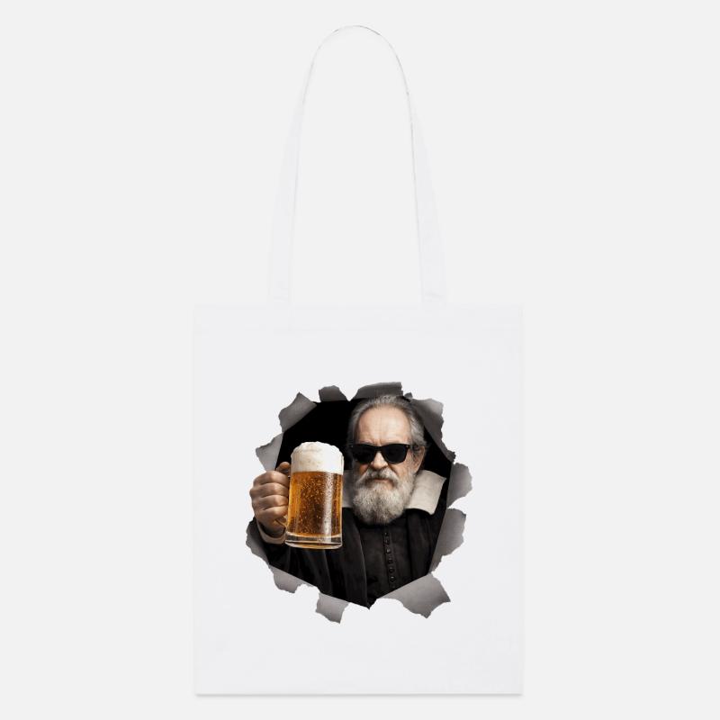 Galileo Galilei con birra e occhiali da sole - Borsa di stoffa ecologica Stanley/Stella - bianco