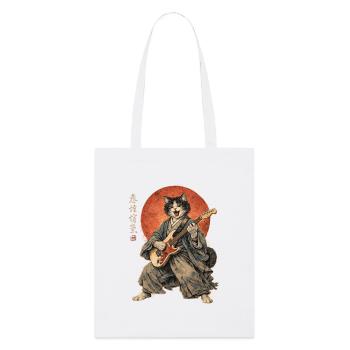 Japanese Cat Guitar Ukiyoe Music Anime - Stanley/Stella Organic Tote Bag - white - Front