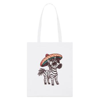 Zebra Comic Lustig Sombrero - Stanley/Stella Bio-Stoffbeutel - Weiß - Vorne
