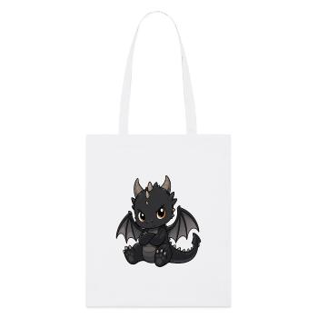 Petit Dragon Noir aux Ailes - Tote bag bio Stanley/Stella - blanc - Devant