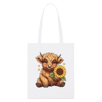 Highland Cow Sunflower - Stanley/Stella Organic Tote Bag - white - Front