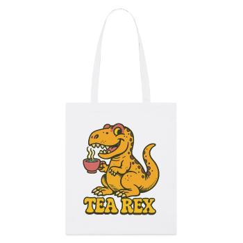 Tea Rex: Dinosaur Tea Time - Stanley/Stella Organic Tote Bag - white - Front
