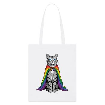 LGBTQ-Pride-Monat – Regenbogenkatze - Stanley/Stella Bio-Stoffbeutel - Weiß - Vorne