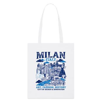 Milan, Italie, illustration de la ligne d’horizon emblématique bicolore - Tote bag bio Stanley/Stella - blanc - Devant