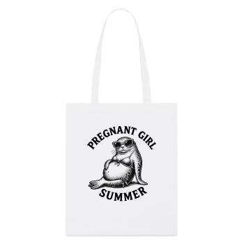 Pregnant girl, summer, beach, seal, funny - Stanley/Stella Organic Tote Bag - white - Front