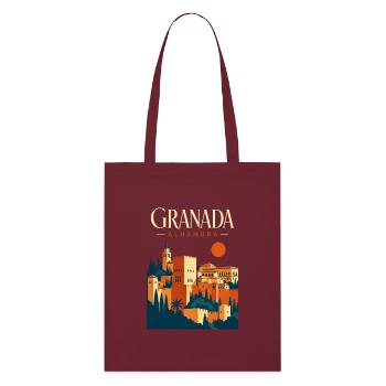 Granada Alhambra Travel Souvenir, Andalusia Spain - Stanley/Stella Bio-Stoffbeutel - Burgunderrot - Vorne