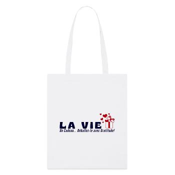 "Life is a gift, unwrap it with gratitude" - Stanley/Stella Organic Tote Bag - white - Front