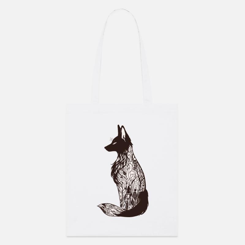 Silhouette de renard complexe avec des motifs floraux - Tote bag bio Stanley/Stella - blanc