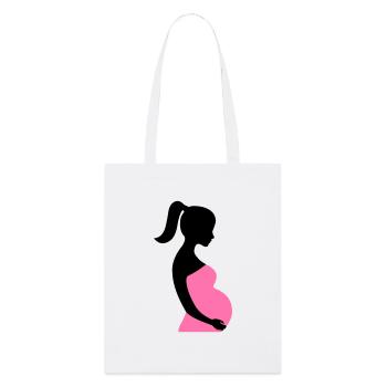 Schwangere Silhouette - Stanley/Stella Bio-Stoffbeutel - Weiß - Vorne