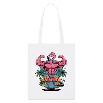 Muscle Flamingo - Stanley/Stella Organic Tote Bag - white - Front