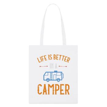 Das Leben ist besser in einem Camper - Stanley/Stella Bio-Stoffbeutel - Weiß - Vorne
