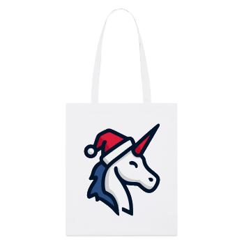Cooles Einhorn Weihnachtsmütze Zwinkern - Stanley/Stella Bio-Stoffbeutel - Weiß - Vorne