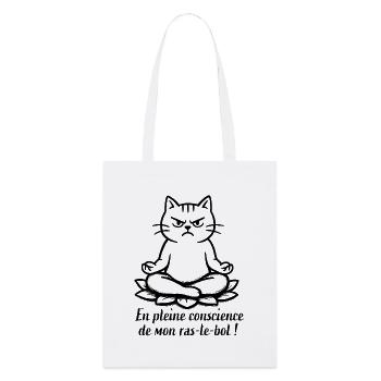 Grummelige Katze in Meditation - Stanley/Stella Bio-Stoffbeutel - Weiß - Vorne