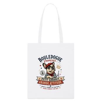 Bulldog Français Attitude - Tote bag bio Stanley/Stella - blanc - Devant