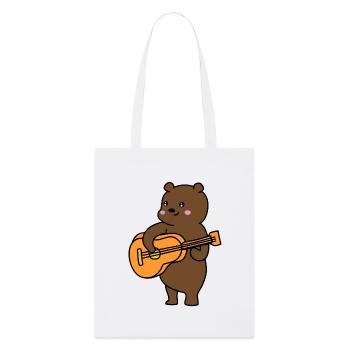 un ours, une guitare et de la musique - Tote bag bio Stanley/Stella - blanc - Devant