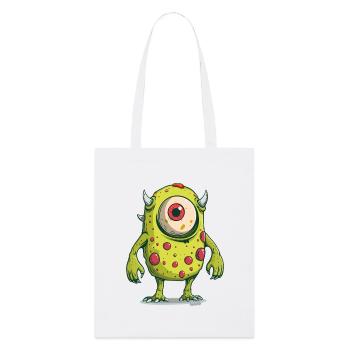 Monstre borgne vert avec des cornes et des taches - Tote bag bio Stanley/Stella - blanc - Devant