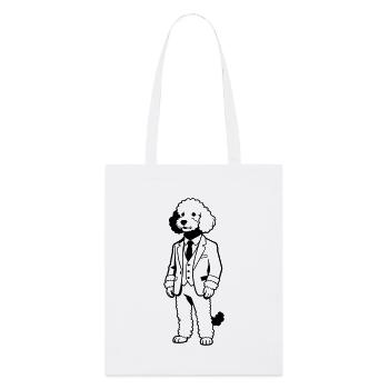 Doodle-Hund im Anzug - Stanley/Stella Bio-Stoffbeutel - Weiß - Vorne