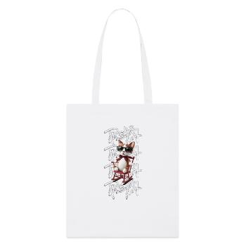 Cool Pussycat - Knitted Cat with Style - Stanley/Stella Bio-Stoffbeutel - Weiß - Vorne