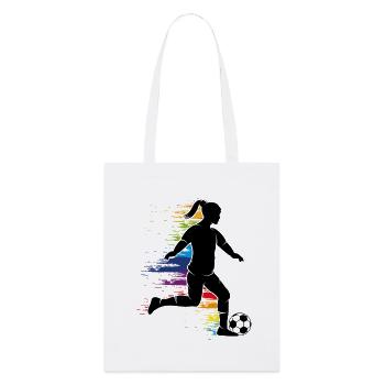 Fußballerin Silhouette mit buntem Graffiti - Stanley/Stella Bio-Stoffbeutel - Weiß - Vorne