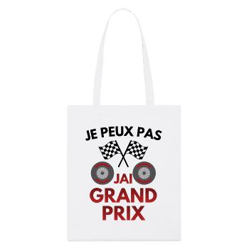 Je peux pas, j'ai Grand Prix, Humour course - Tote bag bio Stanley/Stella - blanc - Devant