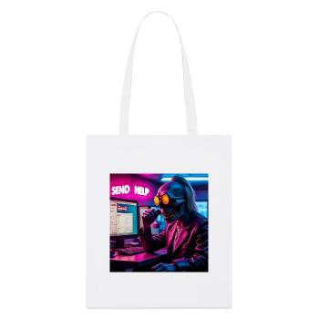 Cyberpunk Neon-Skull Hacker Send Help Design - Stanley/Stella Bio-Stoffbeutel - Weiß - Vorne