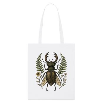 Hirschkäfer Blattwerk Print - Stanley/Stella Bio-Stoffbeutel - Weiß - Vorne