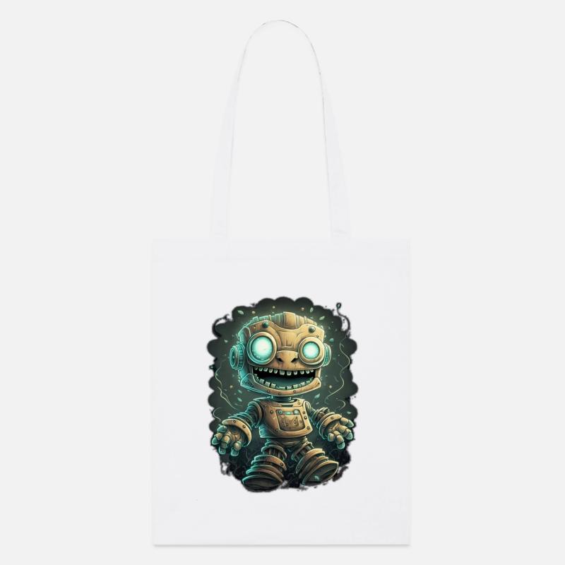 Steampunk Robot with Glowing Eyes - Stanley/Stella Organic Tote Bag - white
