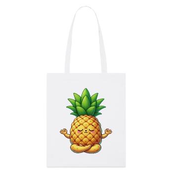 Süßer Ananas Cartoon Yoga Meditation Entspannung - Stanley/Stella Bio-Stoffbeutel - Weiß - Vorne