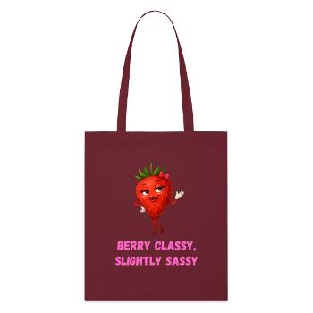 Erdbeere in Heels Classy  Elegant karikatur  - Stanley/Stella Bio-Stoffbeutel - Burgunderrot - Vorne