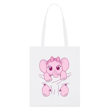 Babyelefant tragen Elefantenbaby rosa Baby Elefant - Stanley/Stella Bio-Stoffbeutel - Weiß - Vorne