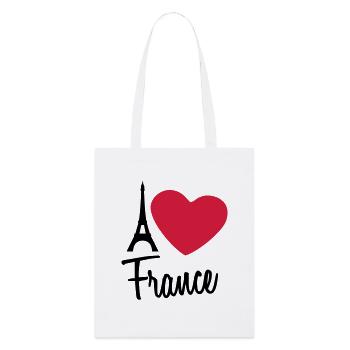 I Love France Eiffel Tower Paris - Stanley/Stella Bio-Stoffbeutel - Weiß - Vorne