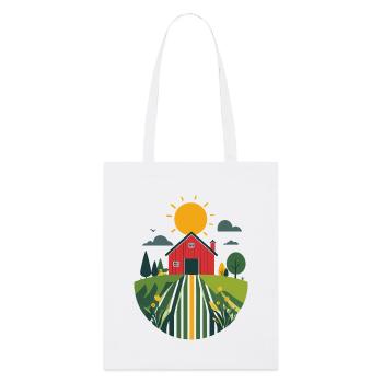Bauernhof mit roter Scheune Landwirtschaft Motiv - Stanley/Stella Bio-Stoffbeutel - Weiß - Vorne