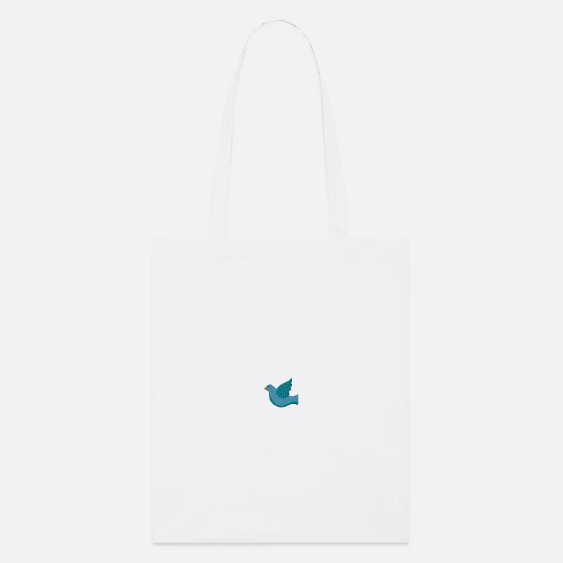 Colombe brodée - Tote bag bio Stanley/Stella - blanc