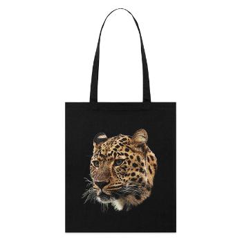 Toile tête de guépard, grands félins, motifs animaliers - Tote bag bio Stanley/Stella - noir - Devant