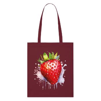 Watercolor Strawberry Spritzer - Stanley/Stella Organic Tote Bag - burgundy - Front
