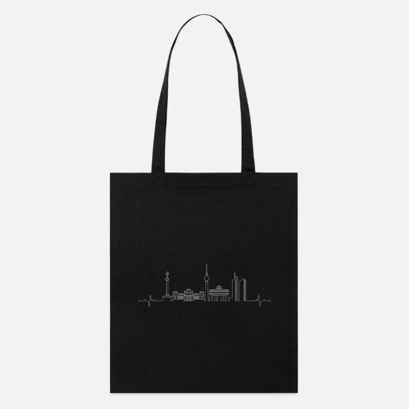 Dessin au trait d’horizon de la ville - Tote bag bio Stanley/Stella - noir