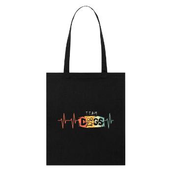 Pulse chiens signe logo rétro vintage battement de coeur - Tote bag bio Stanley/Stella - noir - Devant