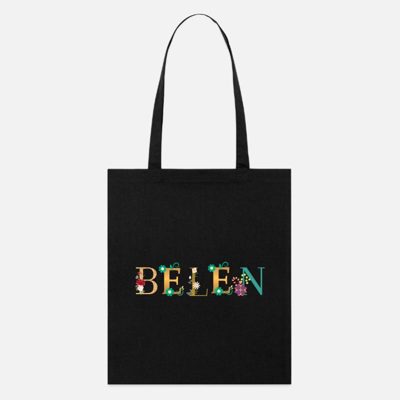 Le nom BELEN décoré de fleurs - Tote bag bio Stanley/Stella - noir