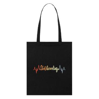 Skateboarding Heartbeat - Stanley/Stella Organic Tote Bag - black - Front