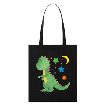 Kleiner Dino mit Mond und Sternen Dinobaby - Stanley/Stella Bio-Stoffbeutel - Schwarz - Vorne