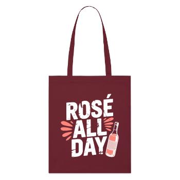 Rosé All Day Roséwein Trinkspruch Fun Wein - Stanley/Stella Bio-Stoffbeutel - Burgunderrot - Vorne