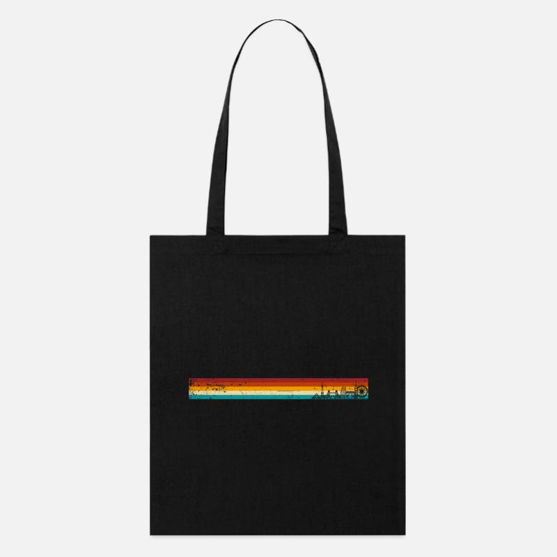 Rayures rétro coucher de soleil - Tote bag bio Stanley/Stella - noir