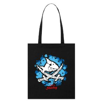 Käpt'n Sharky Flagge Haifisch blauer Hintergrund - Stanley/Stella Bio-Stoffbeutel - Schwarz - Vorne