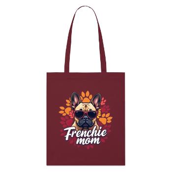 Frenchie Mom - Stanley/Stella Organic Tote Bag - burgundy - Front